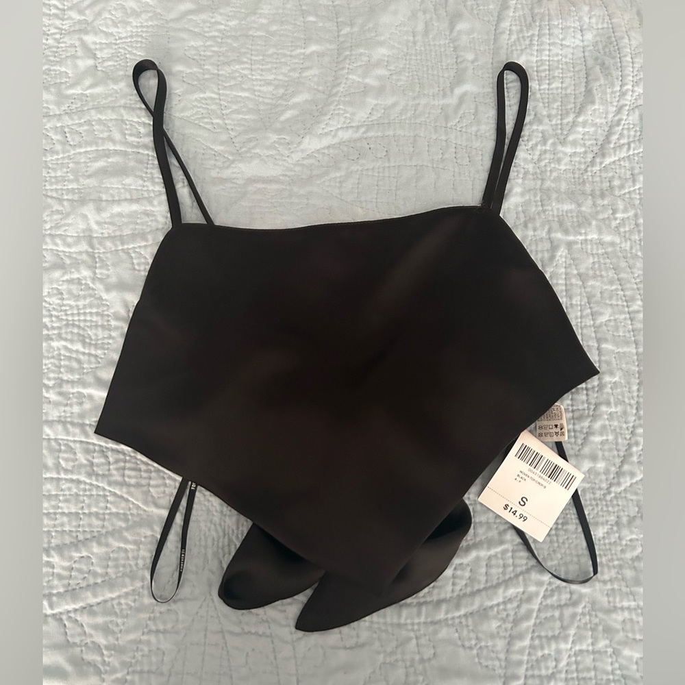 Forever 21 Silk Black Tie Top